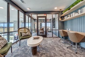 Business lounge with a private conference room